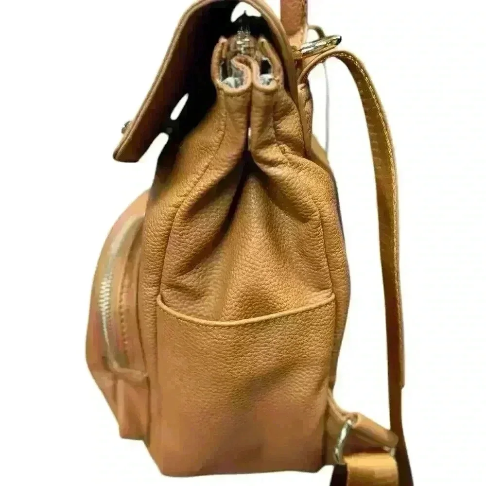 Park and Faith Cognac Pebble Faux Leather Finish Mini  Backpack